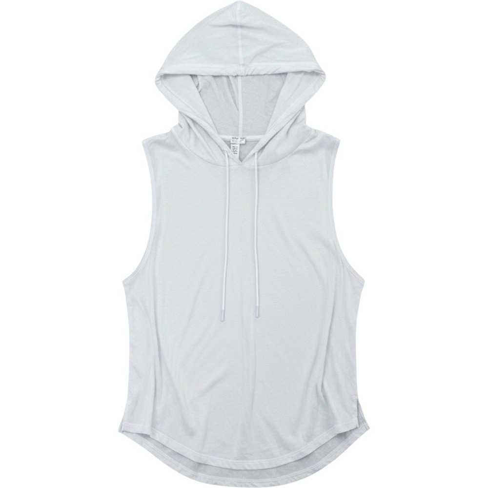 Zyia Active Muscle Crop Tank Womens XL White Hooded Sleeveless Cotton Curved Hem